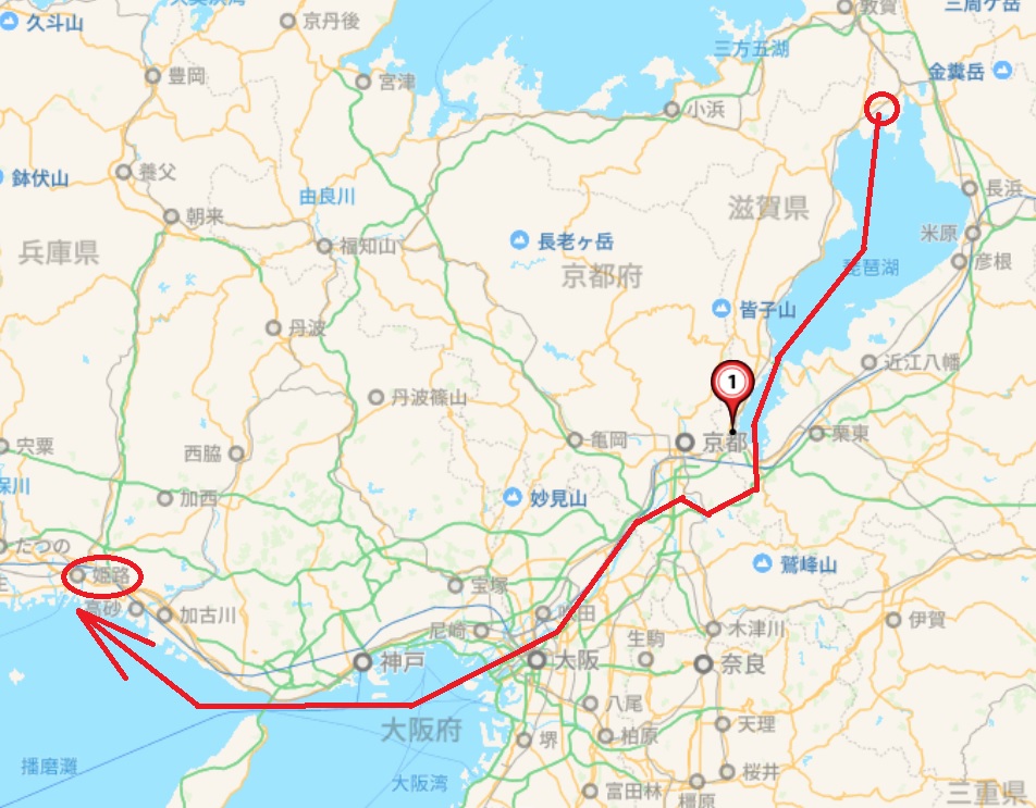 Δカヤック一人旅：全体ルート図